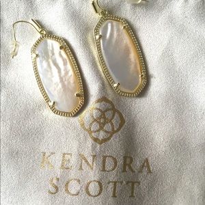 Elle Gold Drop Earrings In Ivory Mother-Of-Pearl